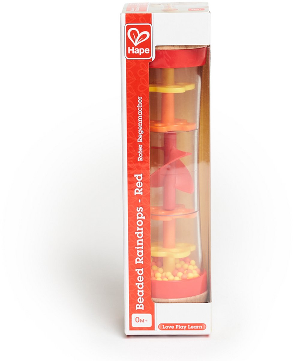 Hape Regenmaker Rood - Houten Rammelaar en Sensorisch Babyspeelgoed vanaf 0 Maanden — afbeelding 7