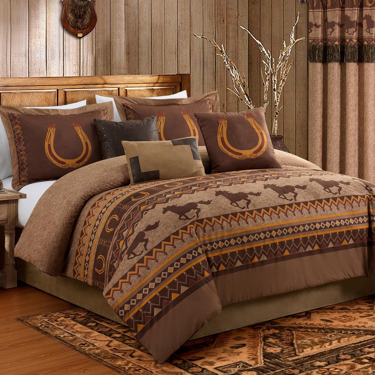 Ibenzoa Luxe 7-delige microsuède beddenset in bruintinten voor California King bed Brown