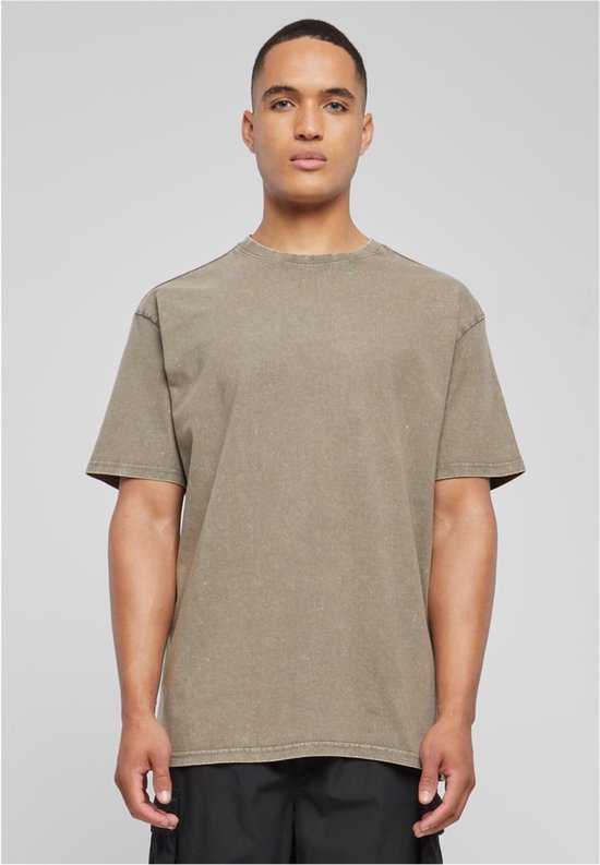 Merchcode - Love Yourself First Acid Washed Heavy Oversize T-shirt Homme - XS - Vert