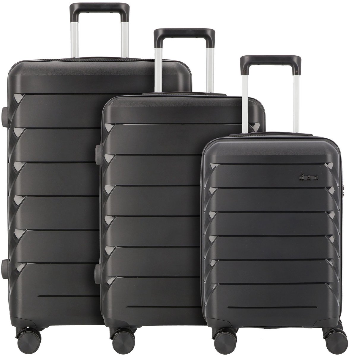 d & n Travel Line 4100 4 wielen Kofferset 3-delig - Harde bagage - TSA slot - black