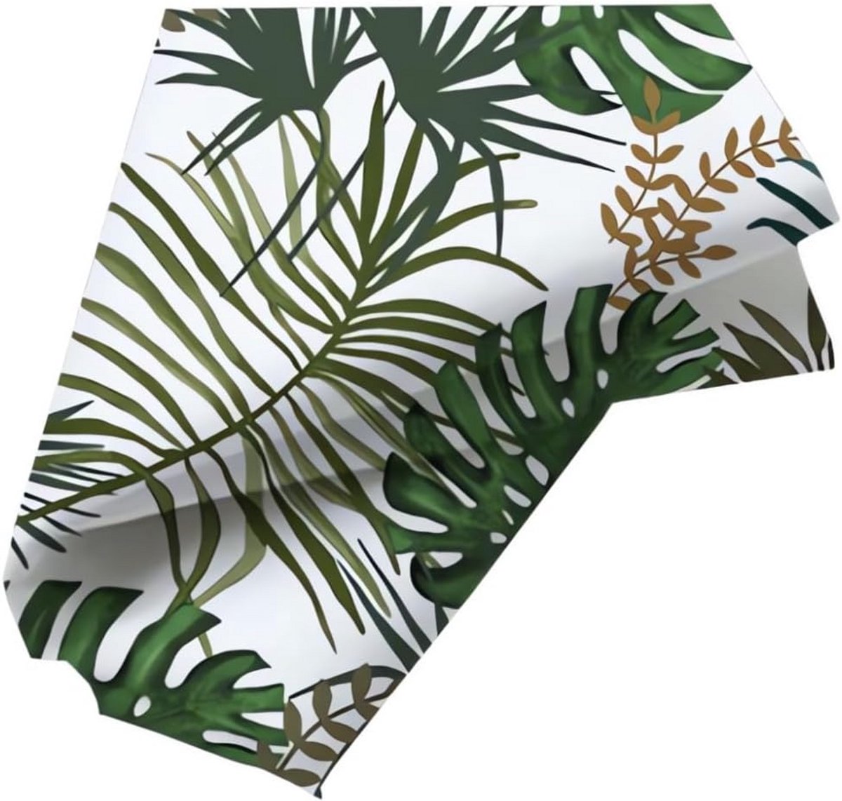 Set van 3 Katoenen Servetten 45 x 45 cm - Wit met Groene Print