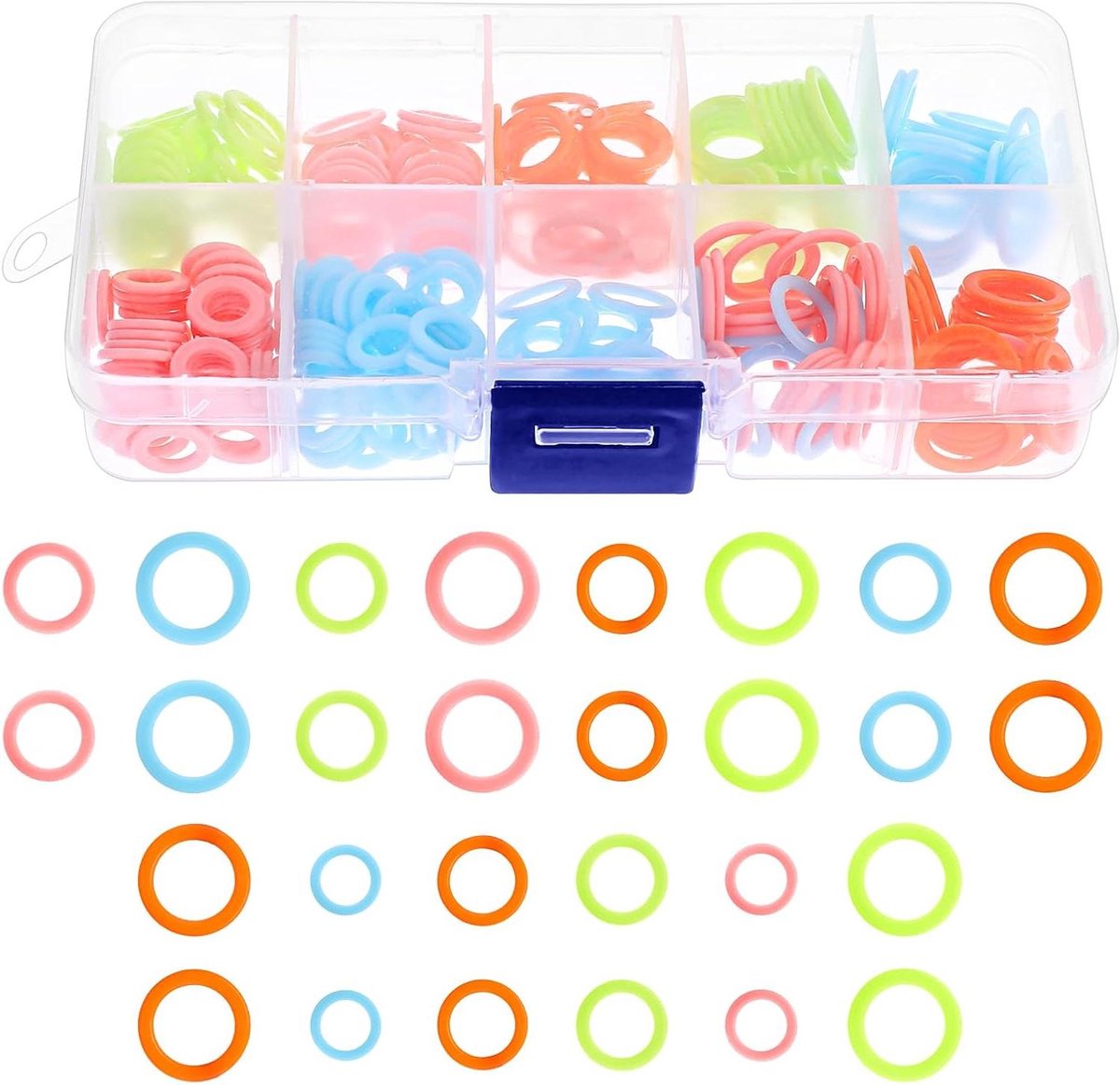 Ronte - Breien Accessoires in Plastice Etui | Steekmarkeerders - 180 stuks | Groot/Medium/Klein | Gehaakte Vergrendeling Teller | DIY | Clips