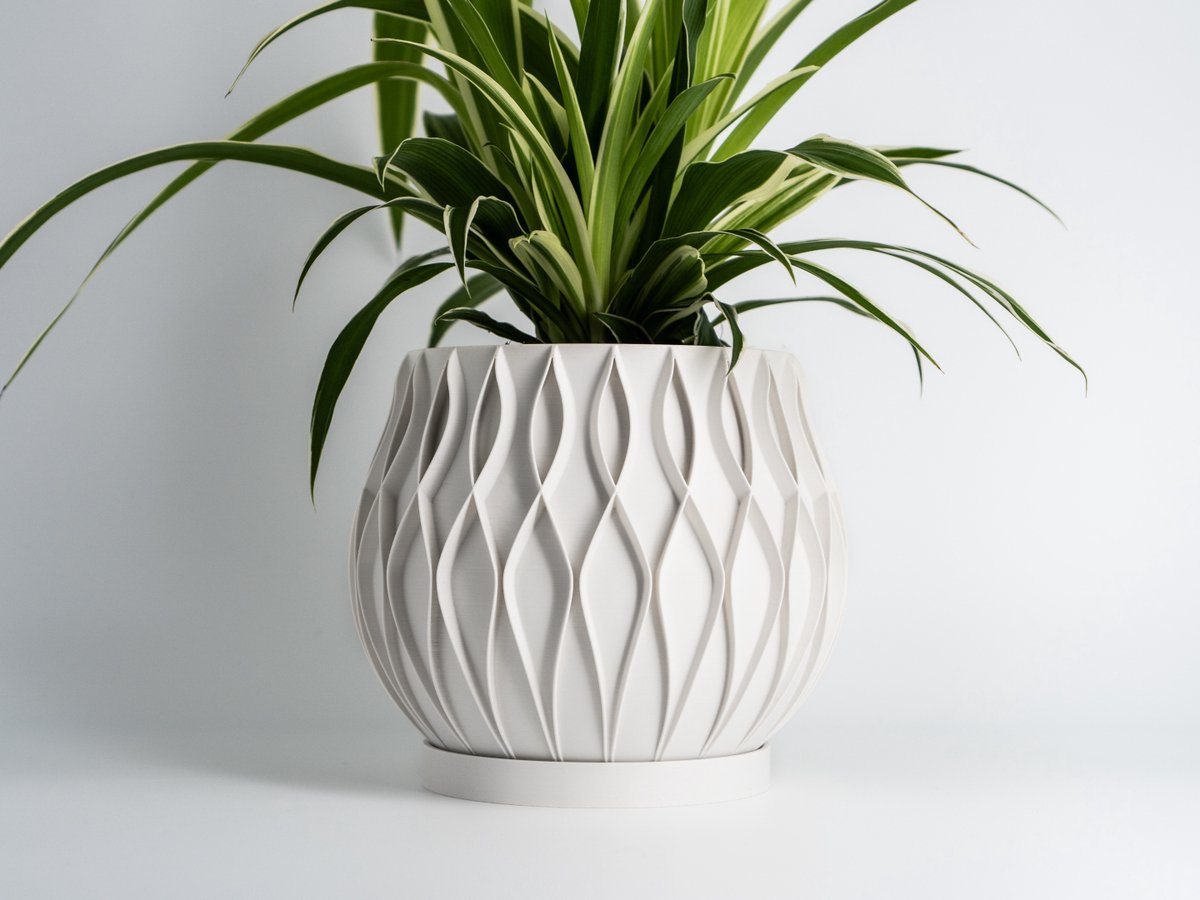 Bloempot met Geheim Vak - Plantenpot met Verborgen Kluis - Push-to-Open Systeem - Duurzaam PLA – Wit