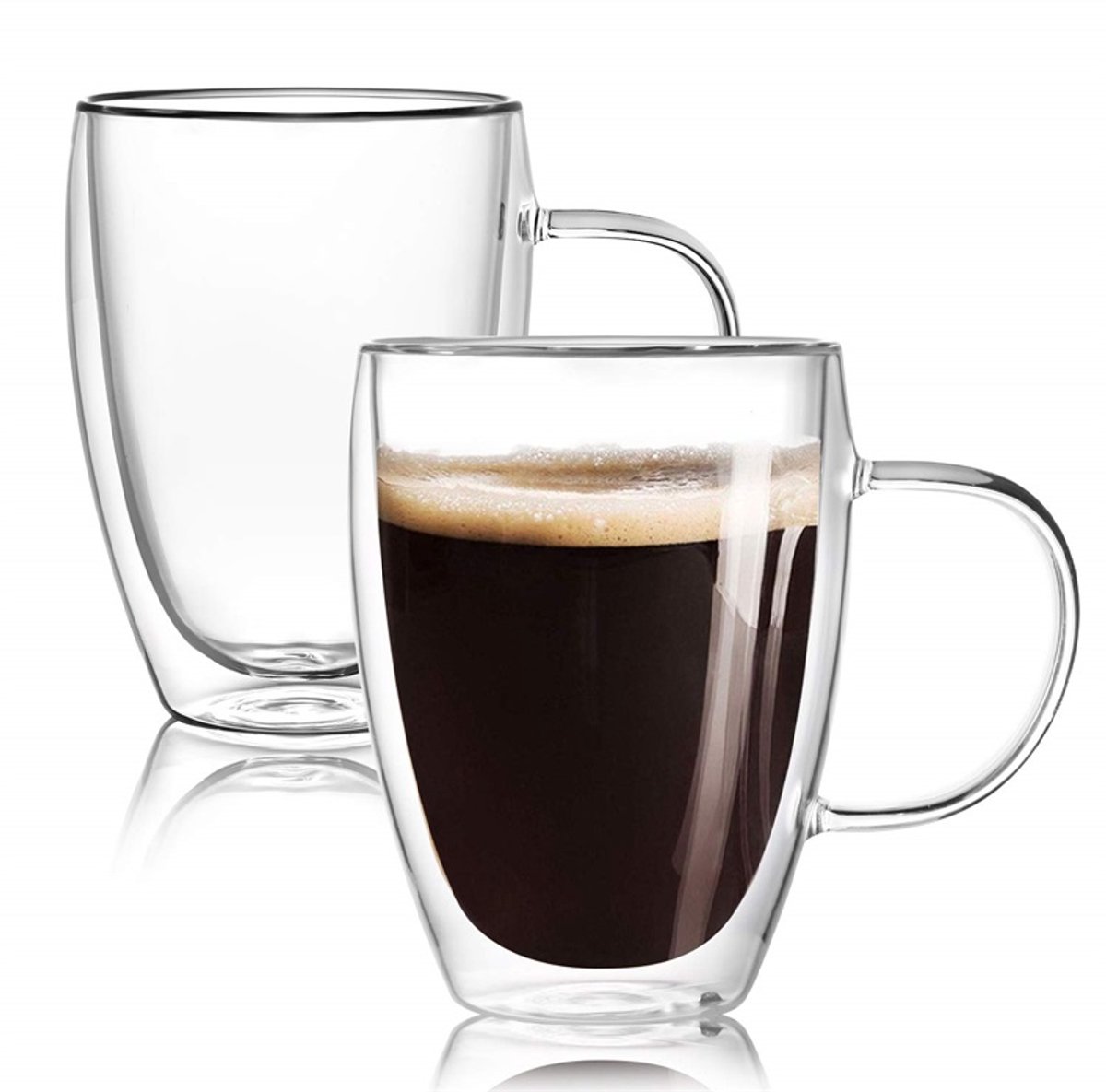 Majestix Dubbelwandige Glazen Met Oor - Set van 2 - 350 ML - Isolerende Thermoglazen - Latte Macchiato, Cappuccino, Espresso, Koffie, Thee
