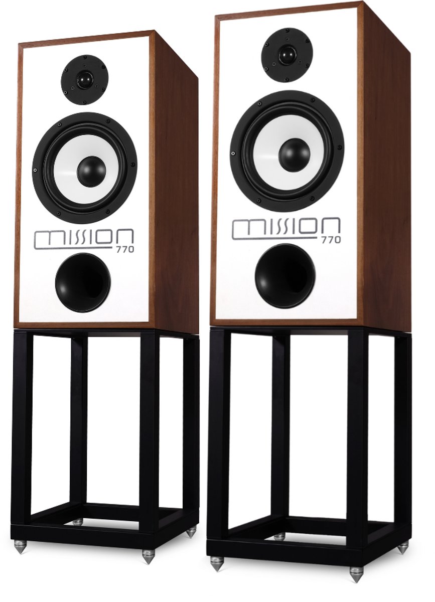 Mission 770 Standmount Speakers – High-End Boekenplank Luidsprekers – Inclusief Stands – Stereo Set – 2-weg – Passieve Luidsprekers – Walnoot