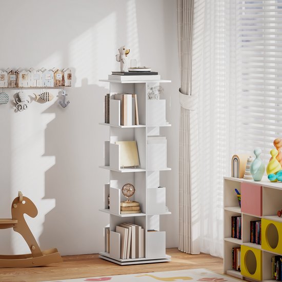 OHMG Draaibare boekenkast, boekenkast, opbergrek, kinderboekenkast