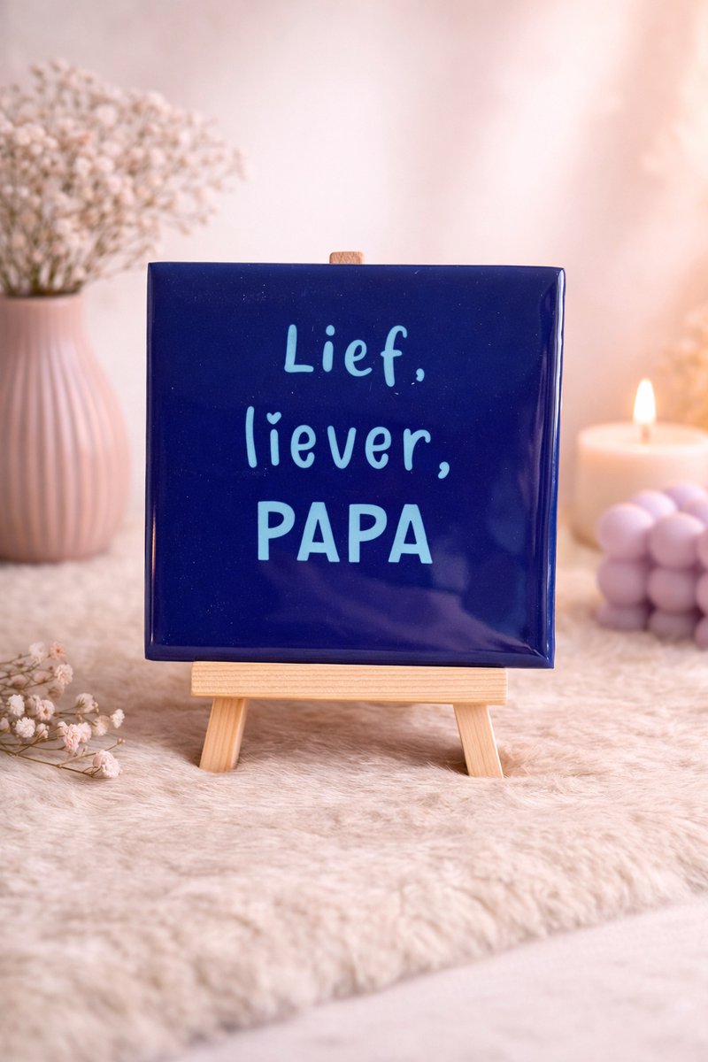Tegeltje ‘Lief, liever, PAPA’ – Voor de liefste vader van allemaal | Viva Femme | Tegeltjes met tekst | Decoratie | Wonen | Cadeau | Spreuktegel