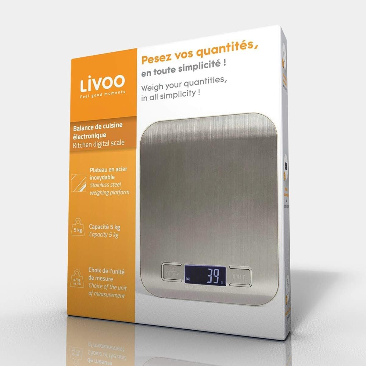 Elektronische keukenweegschaal 5 kg - roestvrijstaal met LCD-display en tarrafunctie