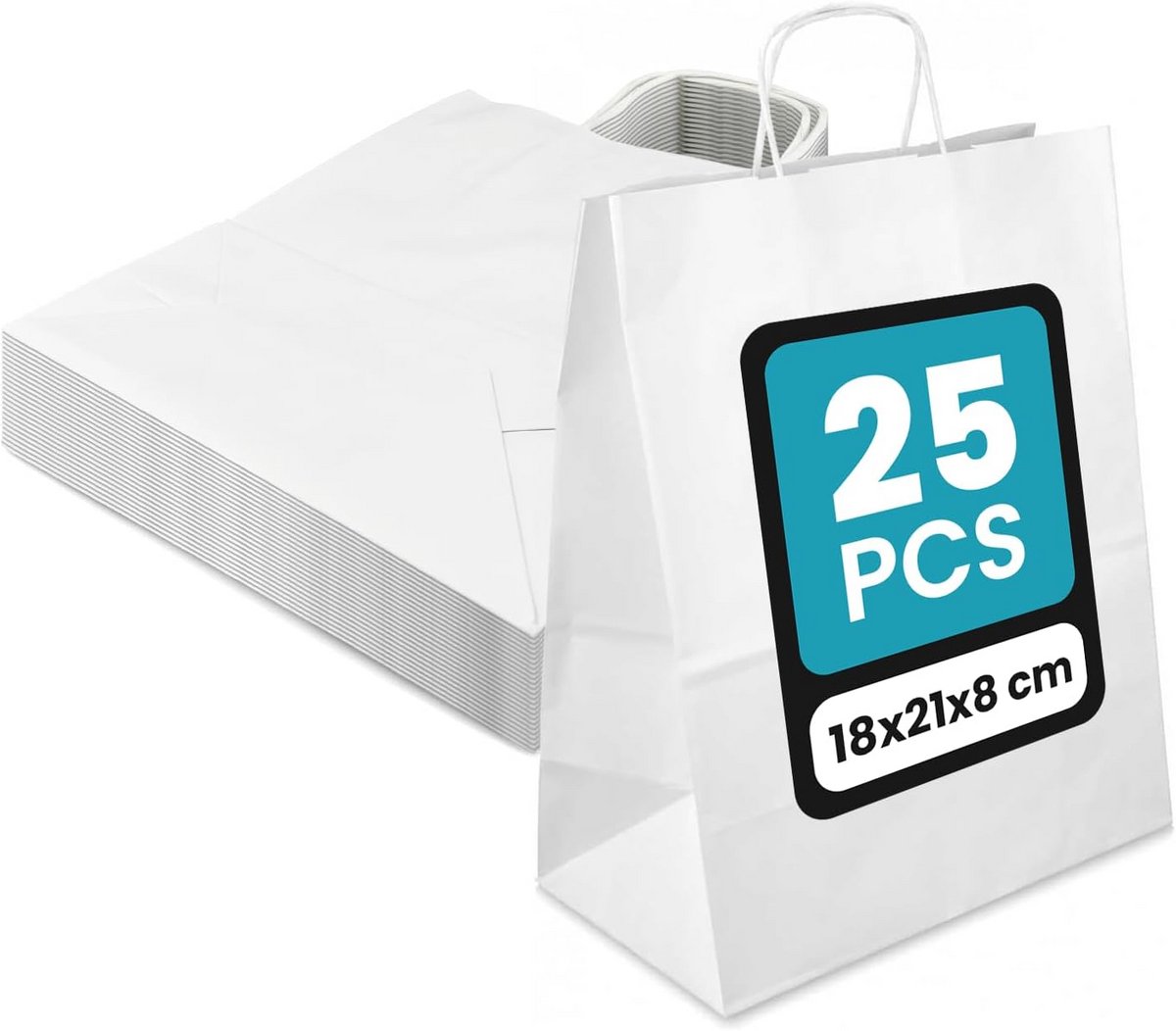 Witte kraftpapieren zakken 18x21x8 cm - ecologisch, recyclebaar en biologisch afbreekbaar