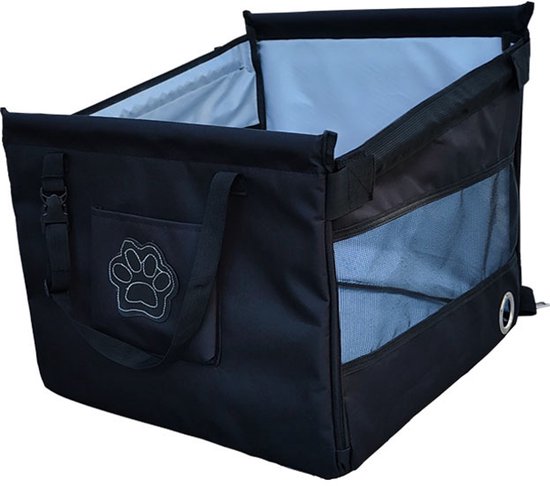 Siège auto sécurisé pour chiens - Lit de chien confortable pour la voiture - Avec fenêtre de ventilation pour protéger votre chien en voiture - Sangle d'épaule réglable - Adapté à tous les modèles de voitures - 49 x 49 x 38 cm - Zwart