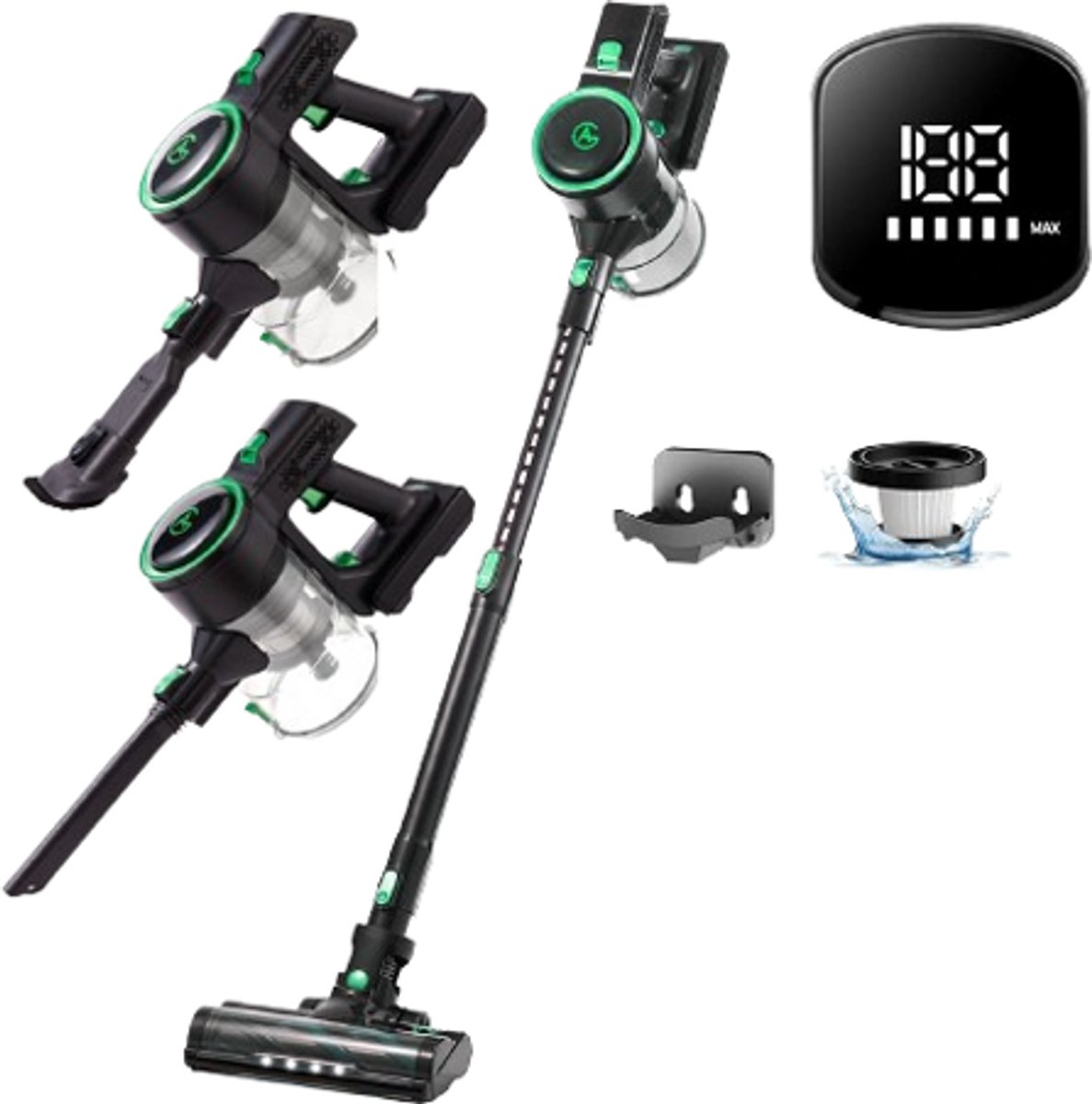 AG4110 Steelstofzuiger Draadloos - Stofzuiger Zonder Zak - Geschikt voor Dierenharen- Krachtig -Kruimeldief- Draadloze Stofzuigers - Steelstofzuigers - Kruimelzuiger - Compact & Licht - Ook voor in de auto