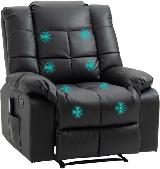 HOMCOM Massagestoel met 8 Vibratiepunten Zwart