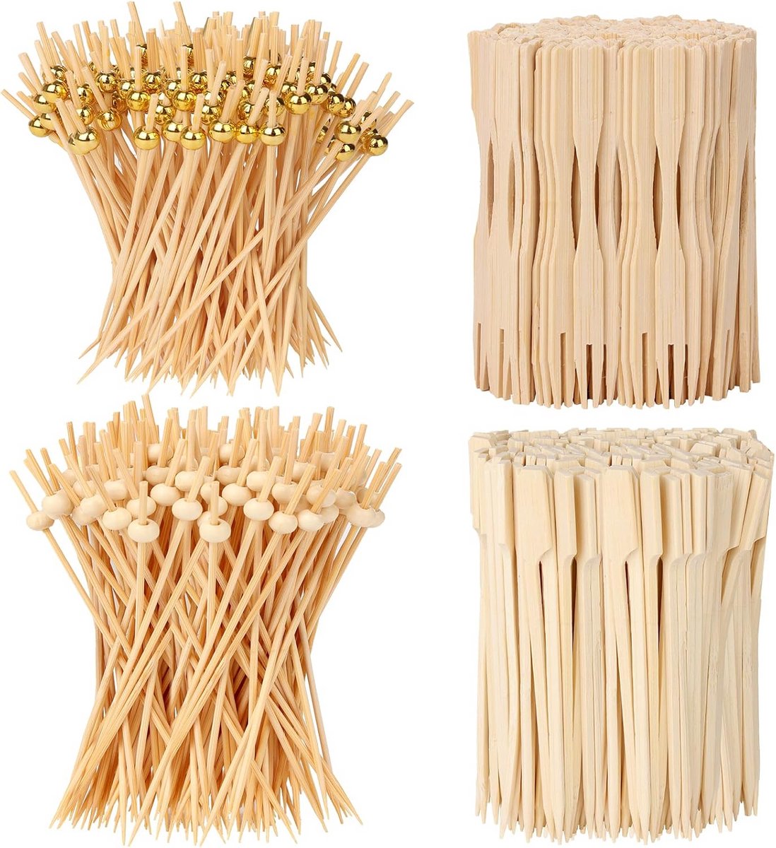 400 Stuks Bamboe Cocktail Prikkers met Gouden Bal Decoratie voor Feestjes en Hapjes