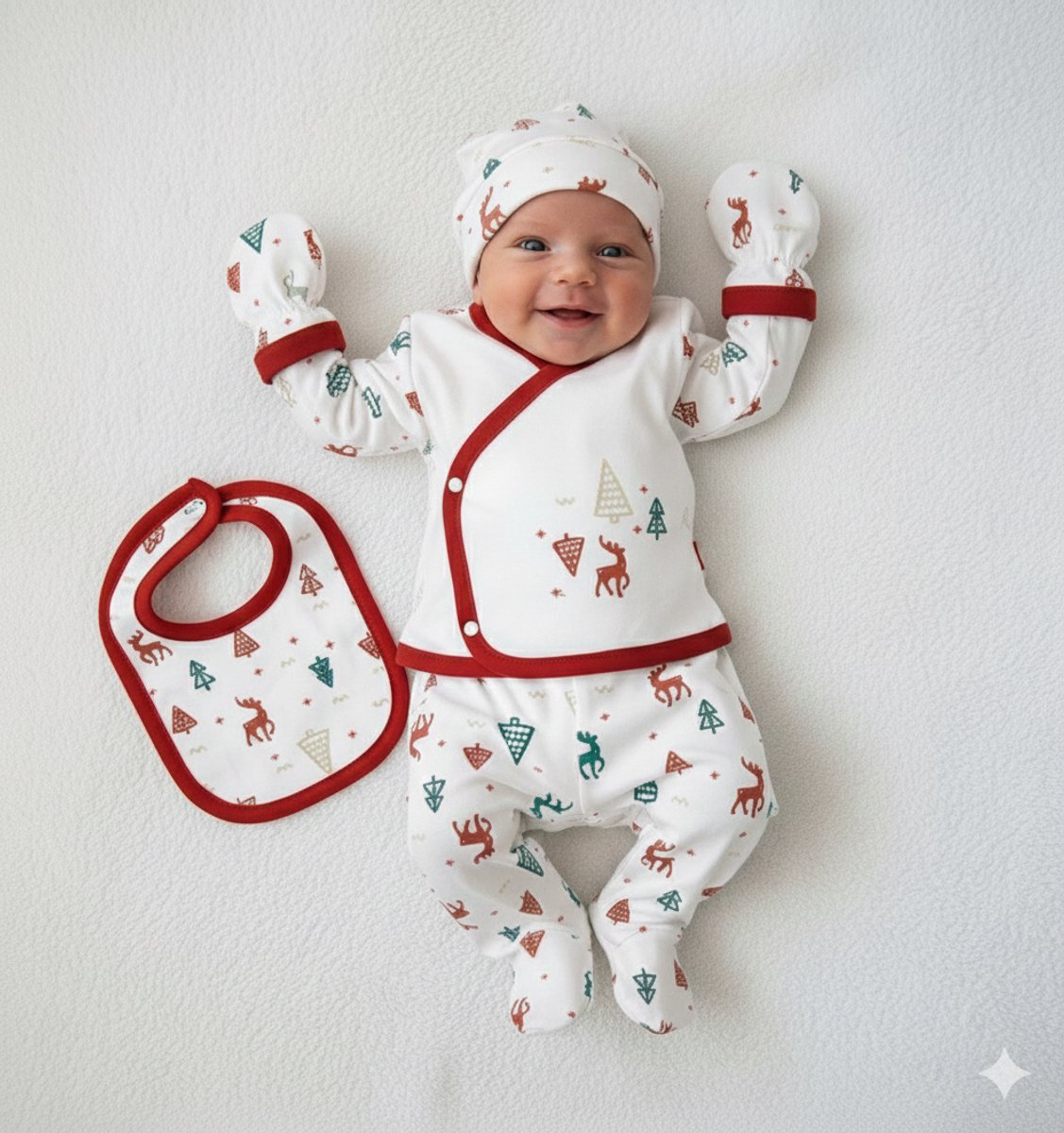 Kerst - Hert - Newborn Baby Kleding Set 5-delige kledingset jongens - Newborn kleding set - Newborn set - Babykleding - Babyshower cadeau - Kraamcadeau