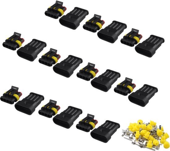 10 stks 4pin 4 Manier Superseal Waterdichte IP67 Elektrische Terminal Wire Connector PA66 Pin Plug Kit voor Motorfiets Scooter Auto Truck Quad Bike Caravan Marine Jet Ski Boten
