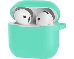 Bescherm je AirPods 4 met onze handige Siliconen Hoes - Geschikt voor Apple AirPods 4 - Met Clip Cover - Turqoise