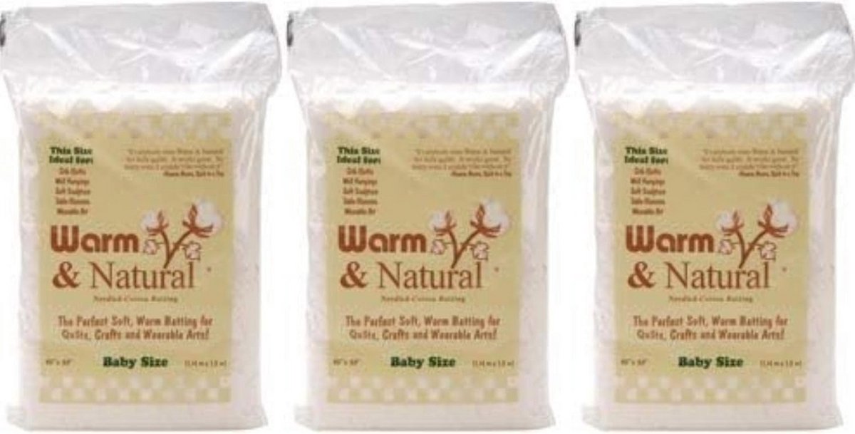 Katoenen Batting 2322 Crib Size 45x60 inch (3-Pack) - Natuurlijk en Warm