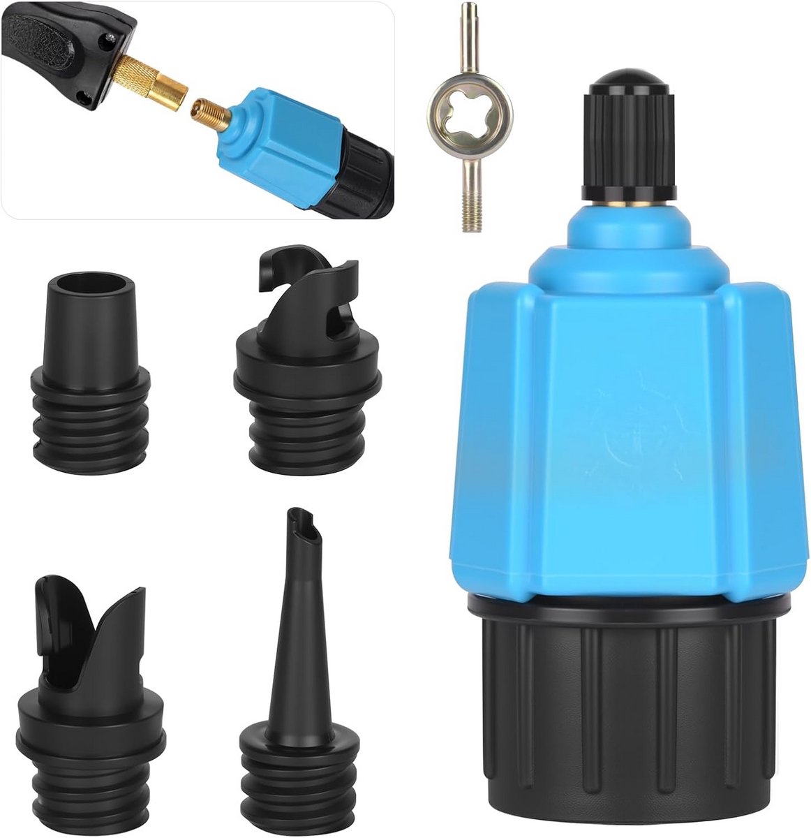 Universele SUP Pumpadapter met Diverse Opzetstukken voor Compressor en Kajak