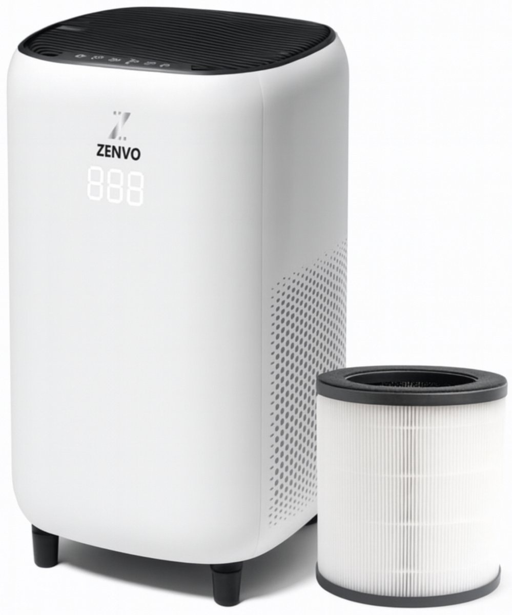 ZENVO Luchtreiniger AIR XL 50 m2 met PM 2.5 Sensor - CADR: 360 m3/u - HEPA 13 Filter + Koolstoffilter - Air Purifier - Clean Air