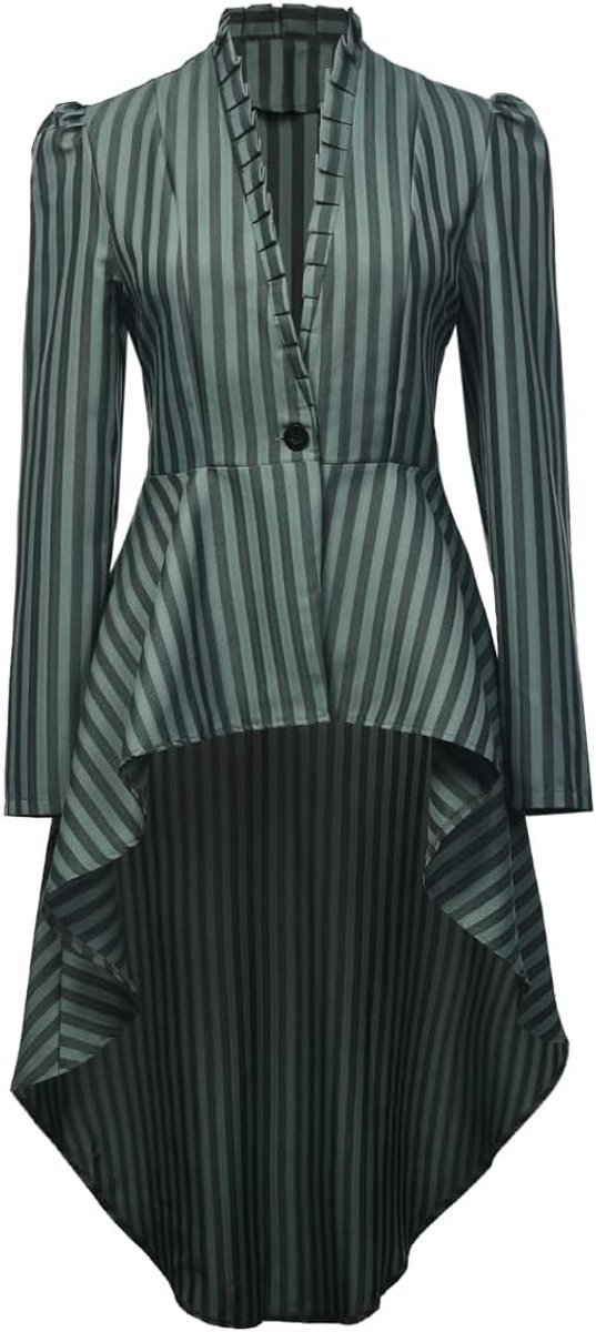 Dames gestreepte steampunk jas met lange mouwen, Victoriaans en Gothic