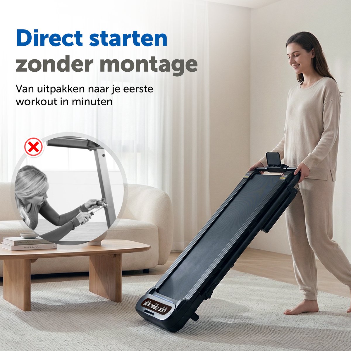 ACTYV Loopband Inklapbaar 1-12km/u - Inclusief Smeerolie, - afbeelding 3