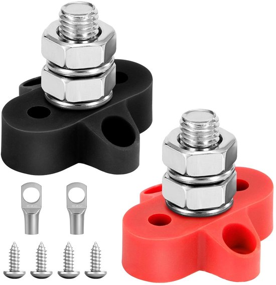 EPLZON M8 5/16 inch, 2 stuks aansluitbouten, accuklemmenblokken, 12-48 V DC verzamelrail, busbaar voor camper, vrachtwagen, camper, boot