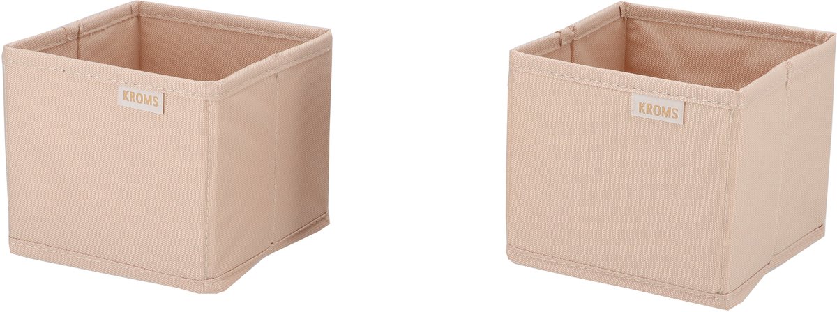 KROMS Lade organizer bakjes 14x14x13cm 2-delig - Zand - Kleding opbergbox – Kleding organizer opbergsysteem – Lade organizer kledingkast & IKEA PAX – Kleding organizer opvouwbaar