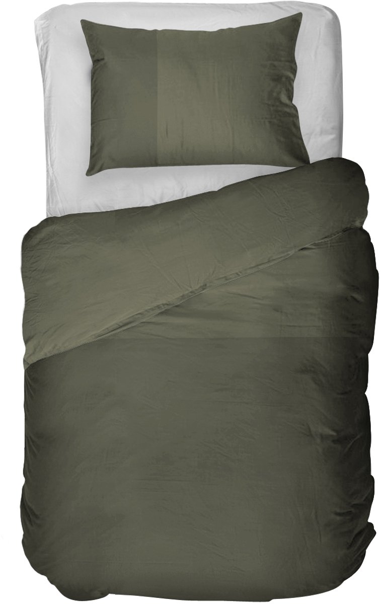 Kayori Erimo Dekbedovertrek Egyptisch Katoen - 140x200-220 + 1 sloop - Eenpersoons - 300 TC Premium Hotelkwaliteit - Donkergroen
