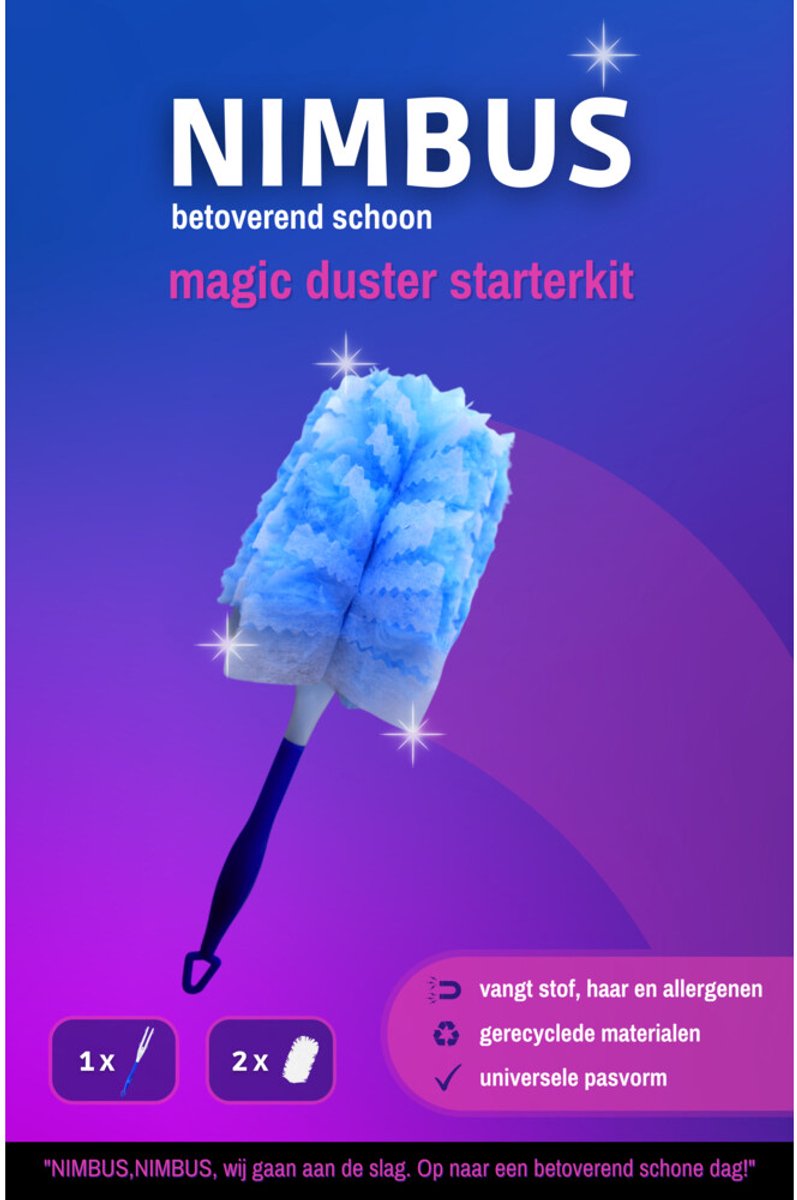 NIMBUS Magic Duster Handvat + 2 Navullingen - 4 x 1 set - Voordeelverpakking