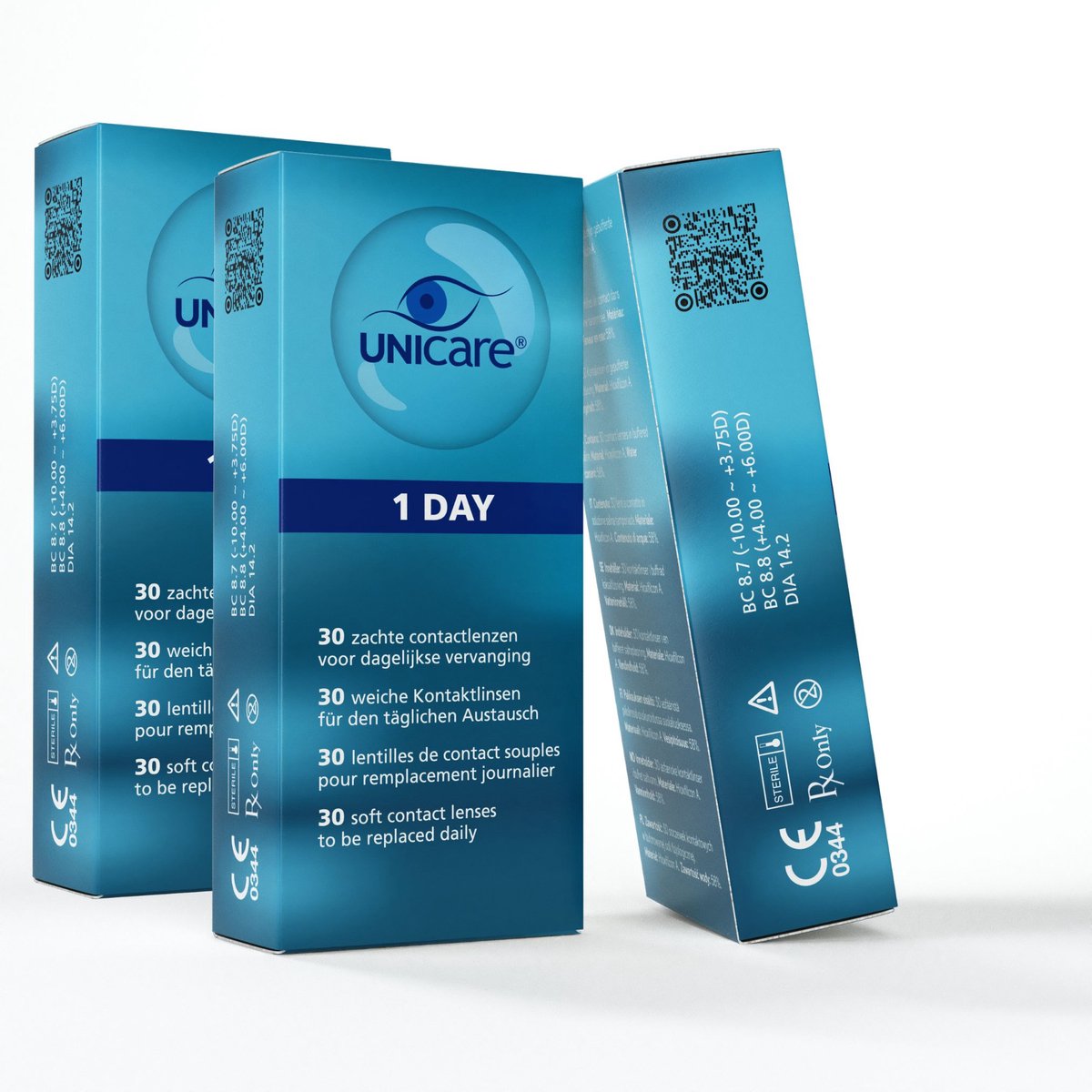 Unicare Zachte Daglenzen - 90 stuks - Sterkte -1.25 - Hioxifilcon A 58% water - Gevoelige Ogen