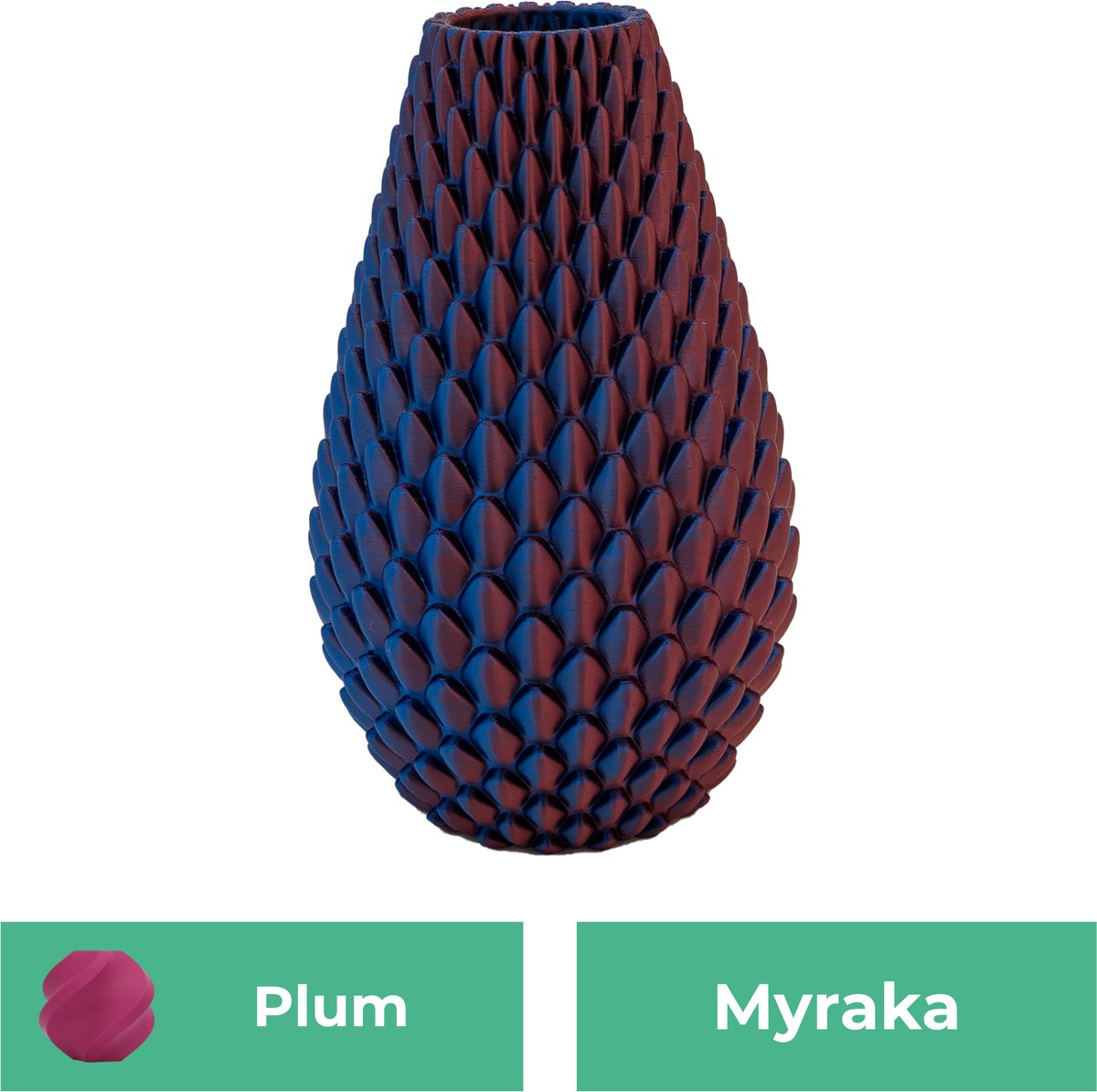Lovora Myraka design vaas – Decoratieve vaas - Plum - 3d geprinte vaas – geschikt voor droogbloemen - 25CM