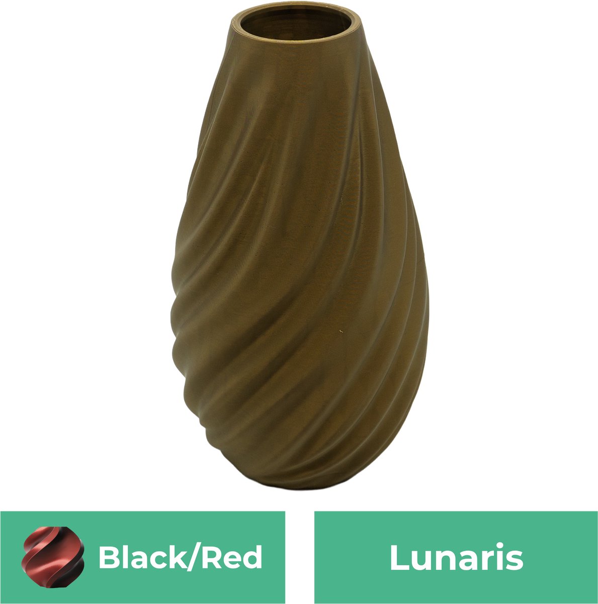 Lovora Lunaris moderne vaas – Decoratieve vaas - Zwart / Rood - 3d geprinte vaas – geschikt voor droogbloemen - 20CM