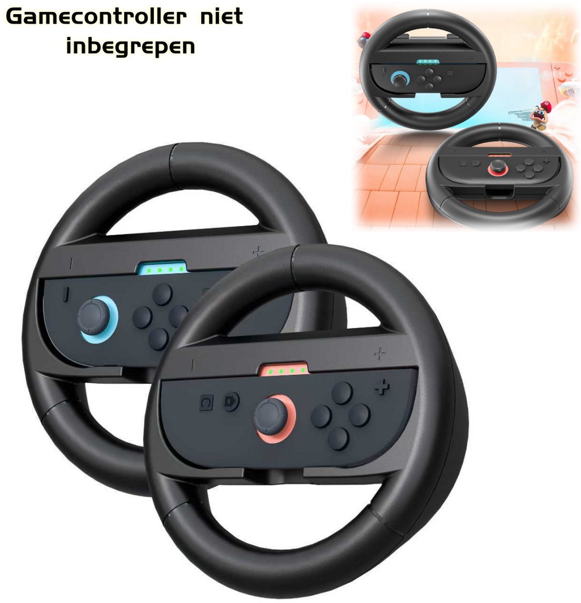 controllerhoes - Stuurwiel - Nintendo Switch 2 accessoirepakketten - Controller Racing Grip - Compatibel met Switch 2-controllerhoezen - Geschikt voor race- en bewegingsgames - spel Accessoires - Zwart