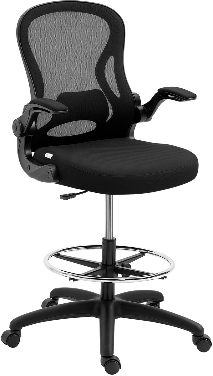 Vinsetto Staande Bureaustoel Mesh-stof, schuim, meerlaags plaatmateriaal 59L x 65B x 102-122H cm Zwart