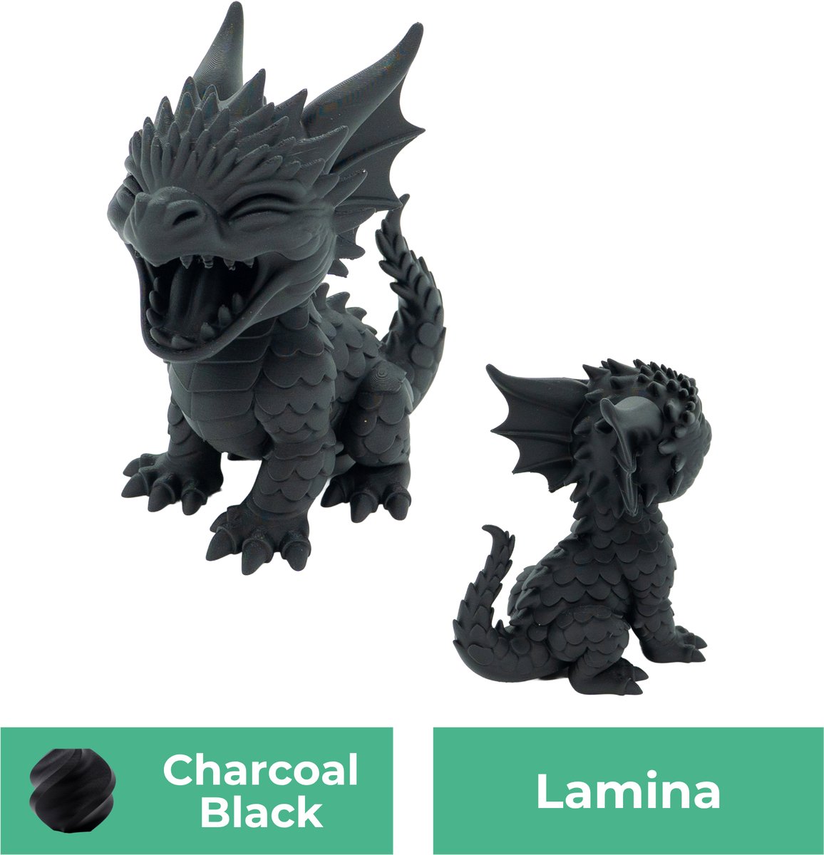 Gapende draak - Zwart - 10CM