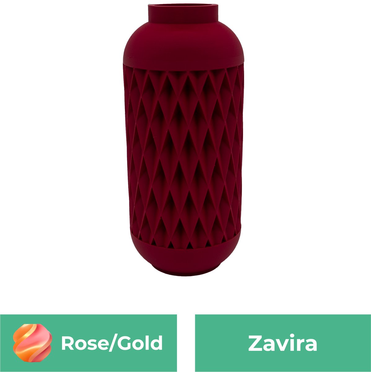 Lovora Zavira moderne vaas – Decoratieve vaas - Roze / Goud - 3d geprinte vaas – geschikt voor droogbloemen - 25CM