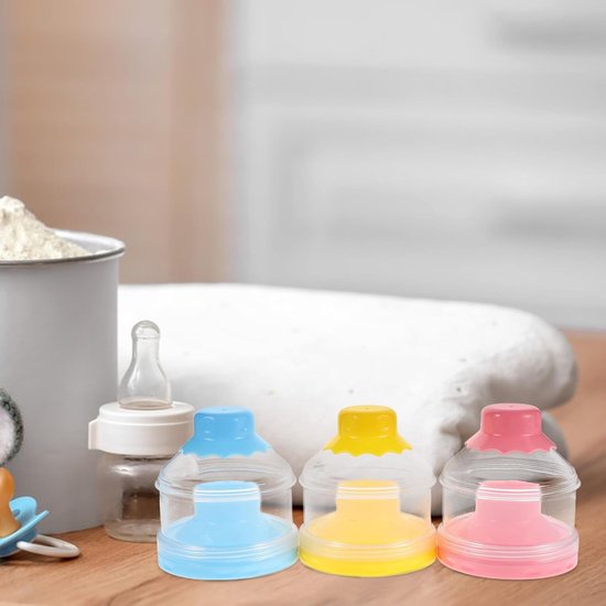 6 stuks reisvoedingsdispensers - stapelbare poedervormige formulecontainer met trechter - 3-laags melkpoederbeschermhoes voor babyflesvoeding — afbeelding 3