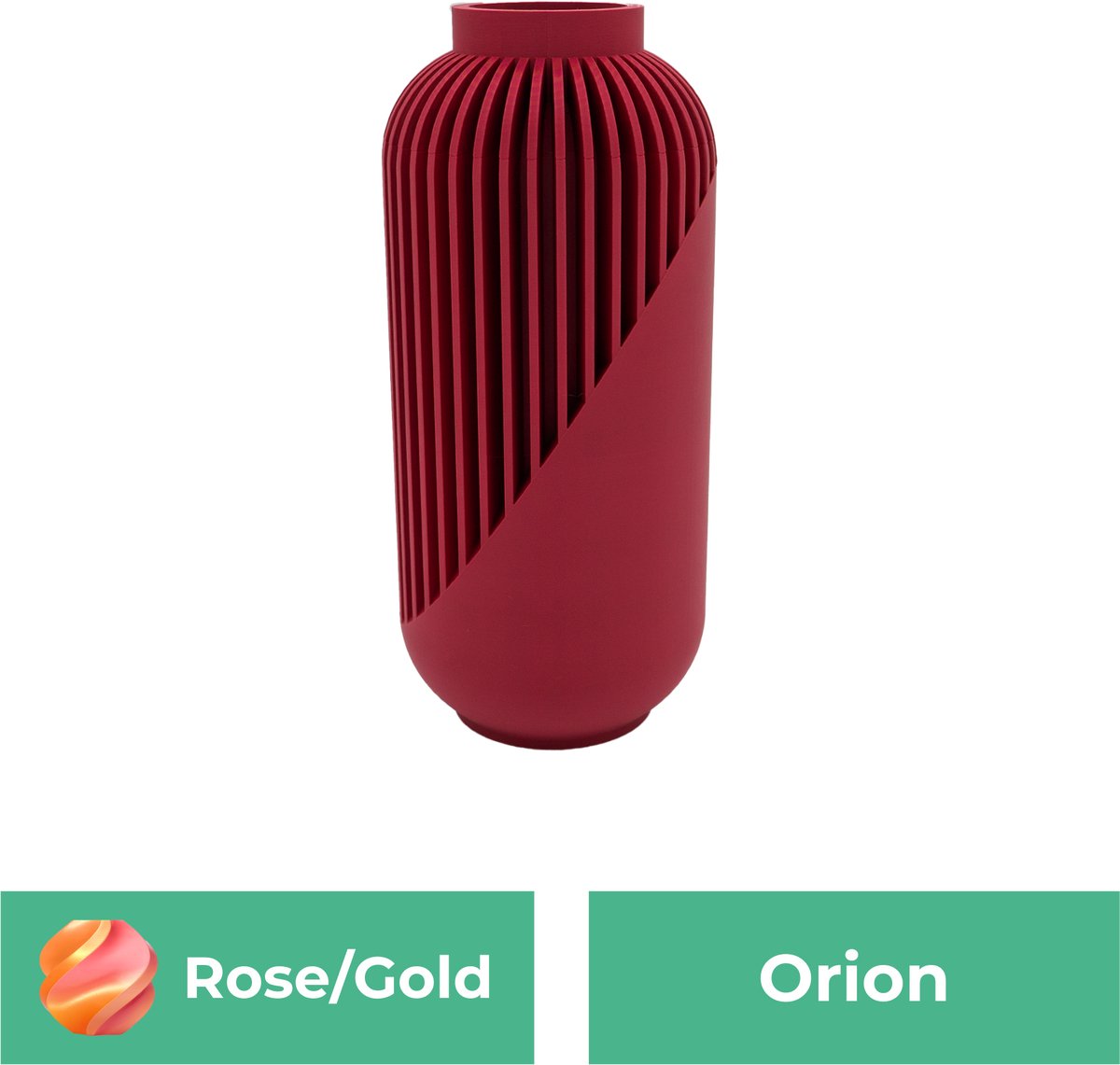 Lovora Orion moderne vaas – Decoratieve vaas - Roze / Goud - 3d geprinte vaas – geschikt voor droogbloemen - 30CM