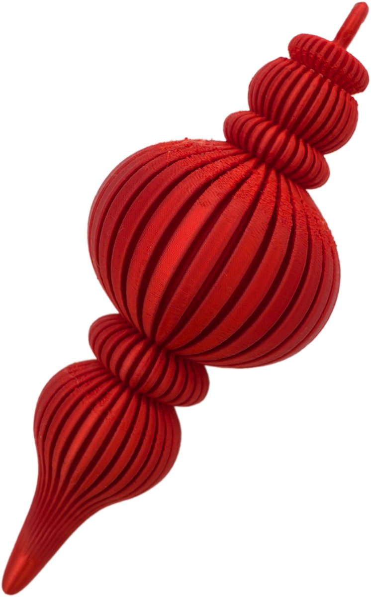 Langwerpige kerstbal – Decoratief object – Zijde Rood - 1 stuks - 3d geprinte object – Winter woondecoratie – 12CM