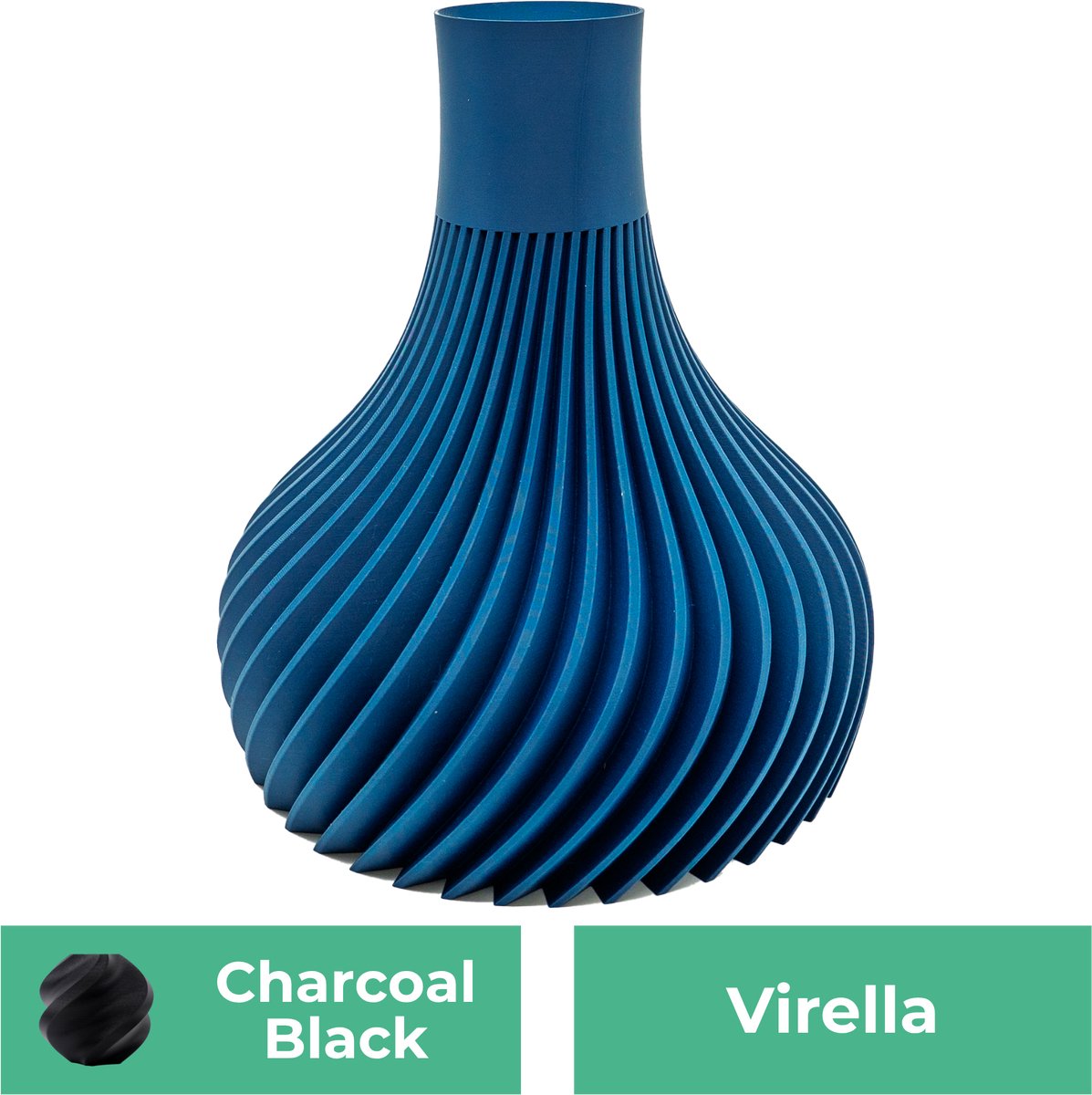 Lovora Virella moderne vaas – Decoratieve vaas - Zwart - 3d geprinte vaas – geschikt voor droogbloemen - 34CM