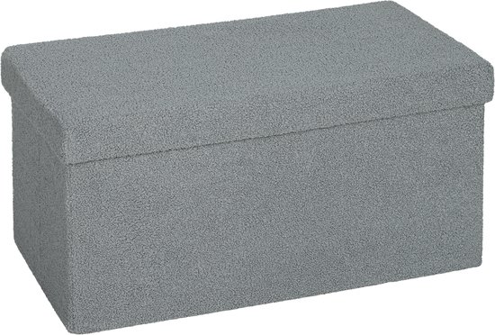 HOMCOM Pouf de rangement Polyester, MDF 76L x 38l x 38H cm Gris foncé