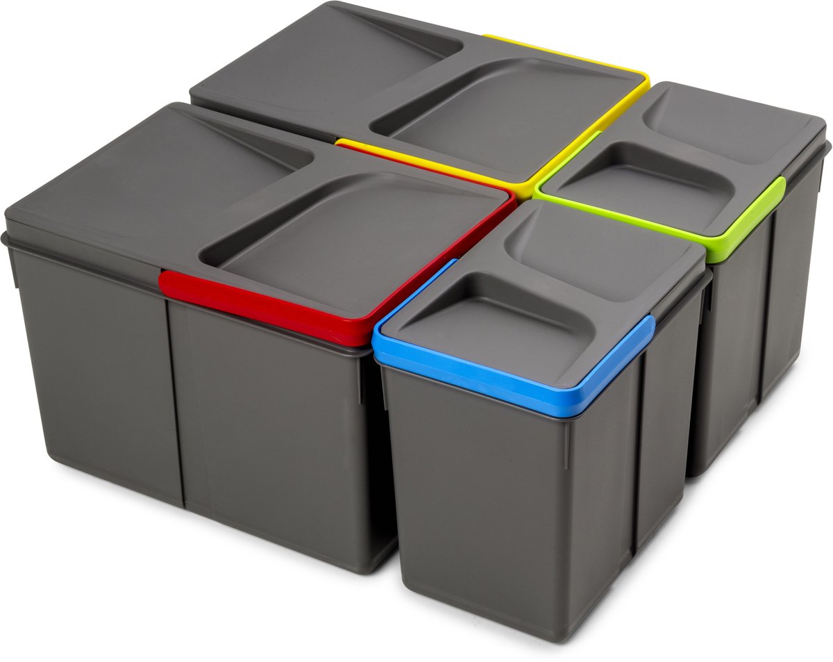 Emuca Recycle 1x12 2x6l Prullenbak 3 Eenheden Zilver