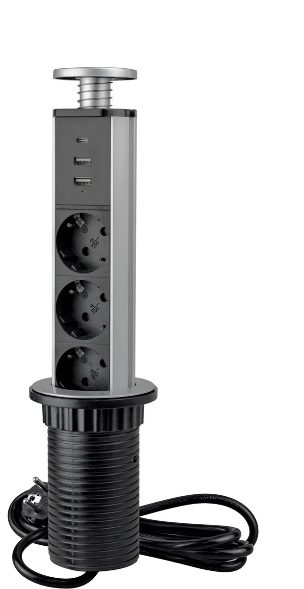 Emuca Multiconnetor Elevable Vertikal 60 Mm Zilver