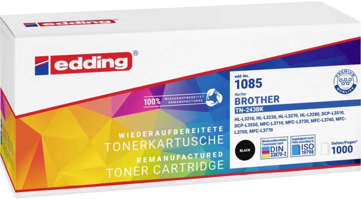 Edding Toner vervangt Brother TN-243 Compatibel Zwart 1000 bladzijden EDD-1085 18-1085