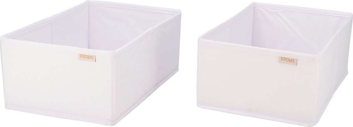 KROMS Lade organizer bakjes 32x20x13cm 2-delig - Wit - Kleding opbergbox– Kleding organizer opbergsysteem – Lade organizer kledingkast & IKEA PAX – Kleding organizer opvouwbaar