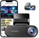 Dashboardcamera met smartphone-app: 4K Ultra HD, 5G Wifi, 32GB opslag en GPS-locatie.