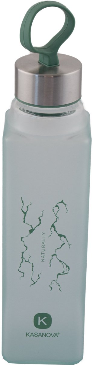 Glazen waterfles Pure 420 ml Kasanova Groen