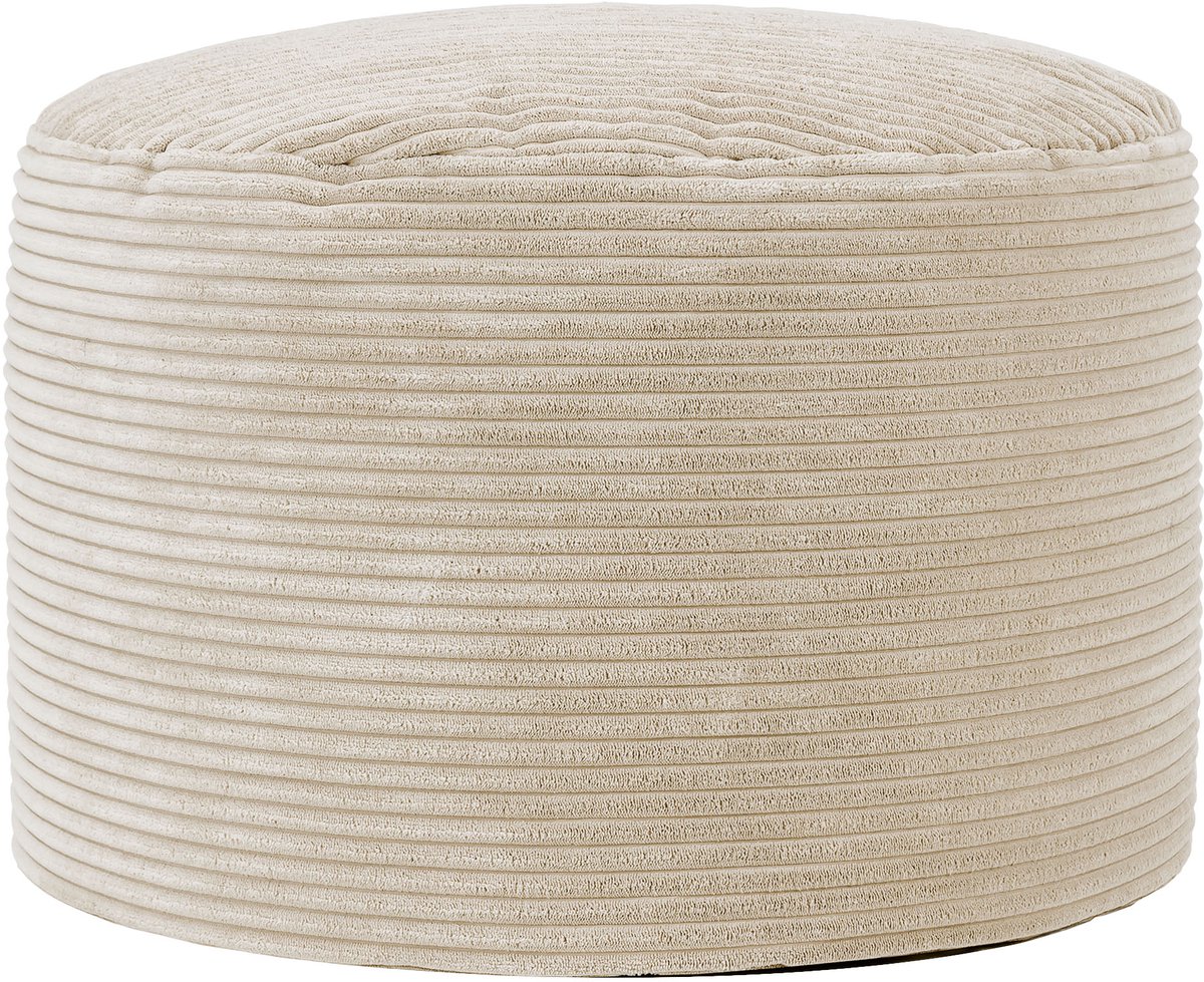 icon - Milano Poef - Ronde Zitzak Hocker - Ribfluweel - Beige
