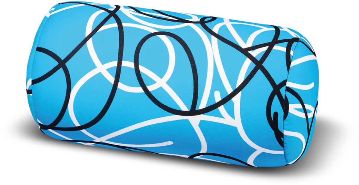 House of Healthbrands Kuschelmaxx Rolkussen - Sierkussen Rond Cilinder 17 x 33 cm - Blauw lijnen-design - Stevig en zacht - Mooie print - Gevuld met microgranulaat - Vormvast & Wasbaar - Ideaal voor op de bank, bed, auto of op reis - Inclusief Wasnet