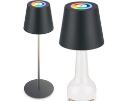 BRILONER Calida - Oplaadbare Tafellamp - dimbaar - voor binnen en buiten - 3 in 1 - RGBW - IP44 - snoerloze - in hoogte verstelbaar - 36 x Ø 10,5 cm – antraciet